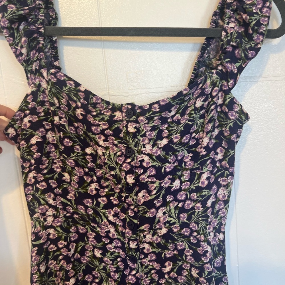 Floral Black and Purple Women's Dress - Picture 3 of 5